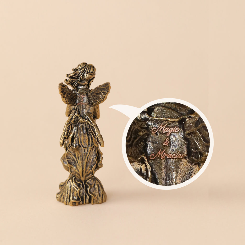 Solid Brass Angel Metal Statue with Antique Finish