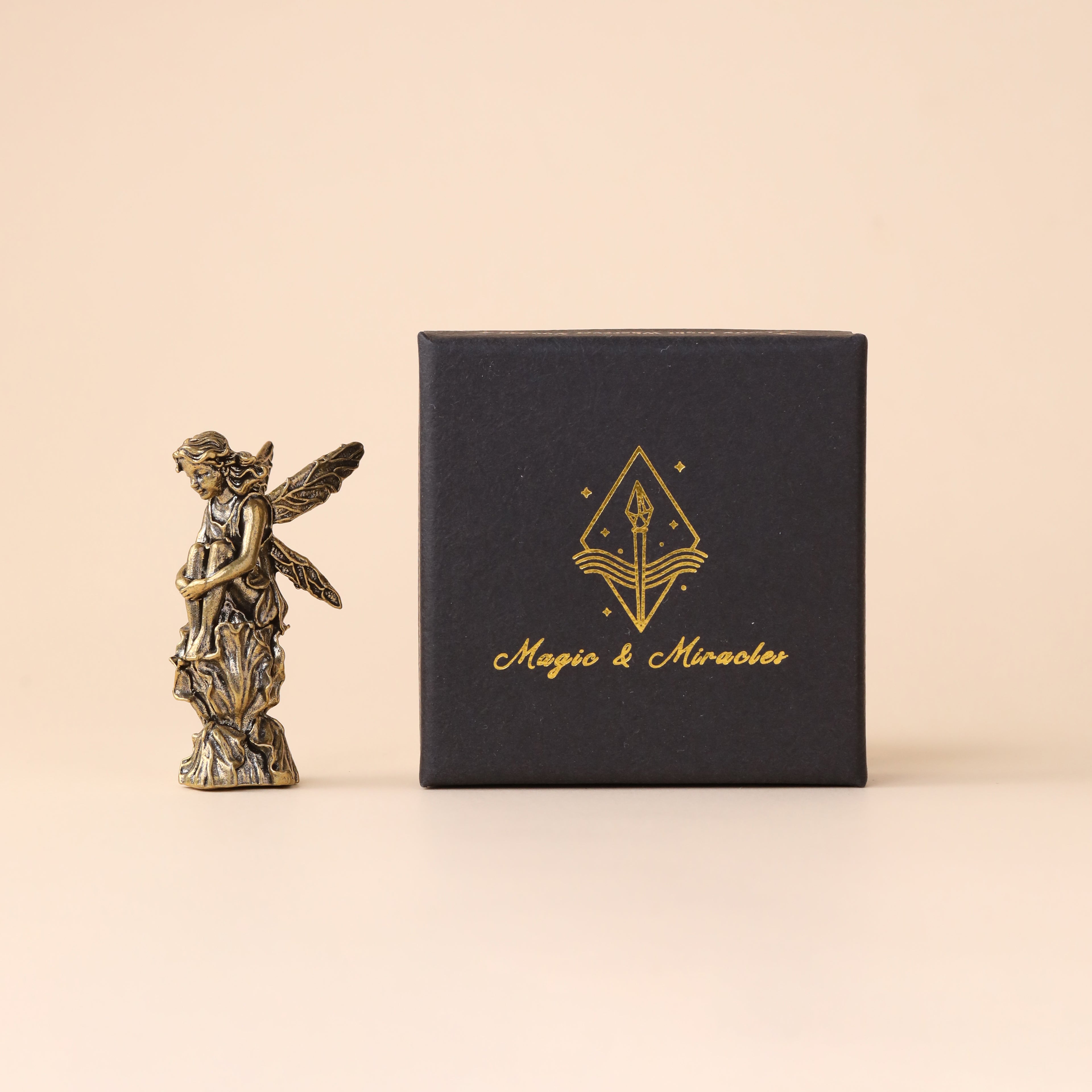 Solid Brass Angel Metal Statue with Antique Finish
