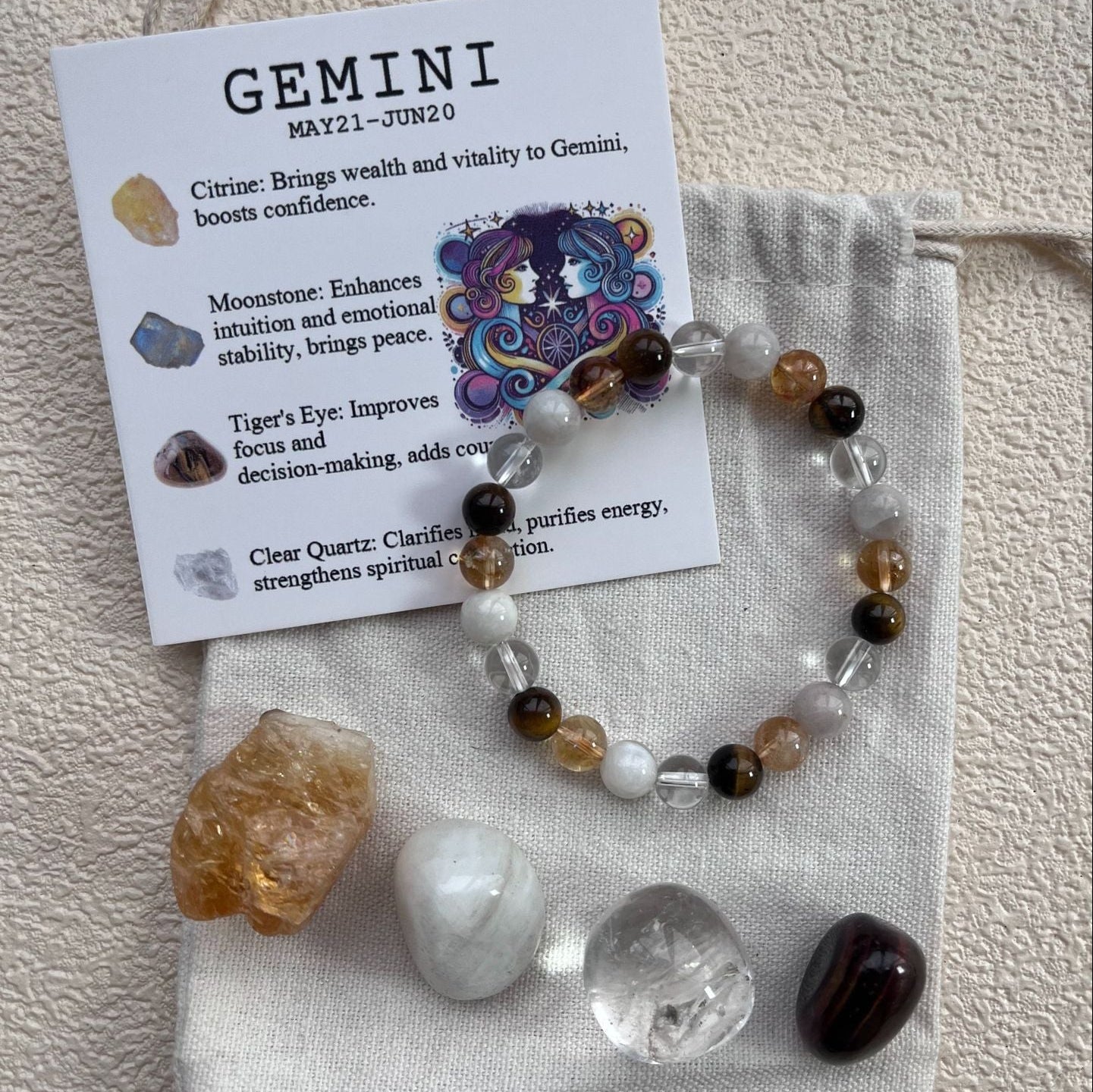Zodiac Crystal Bracelet & Stone Set