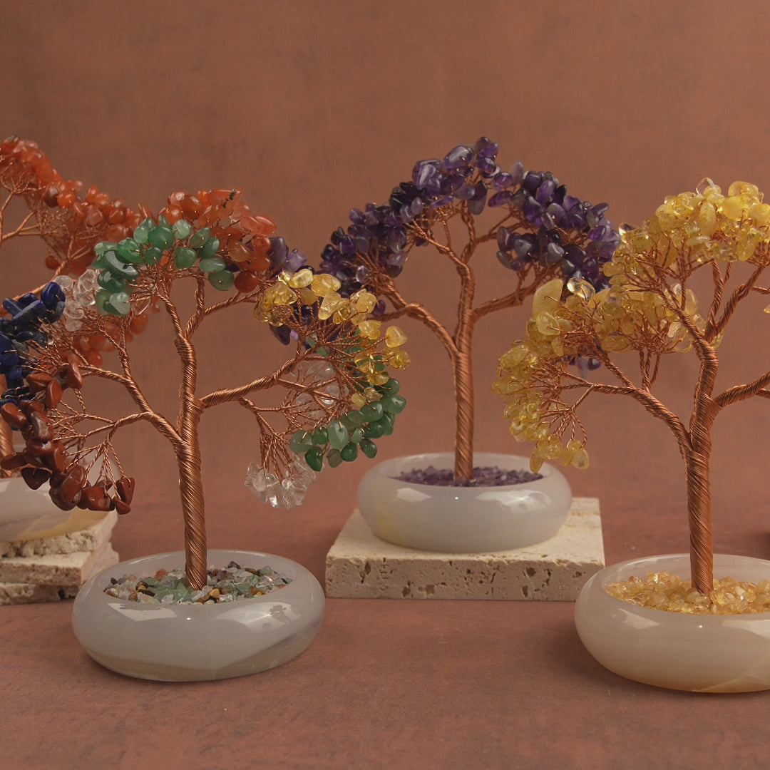 Elegant Jade Base Crystal Tree