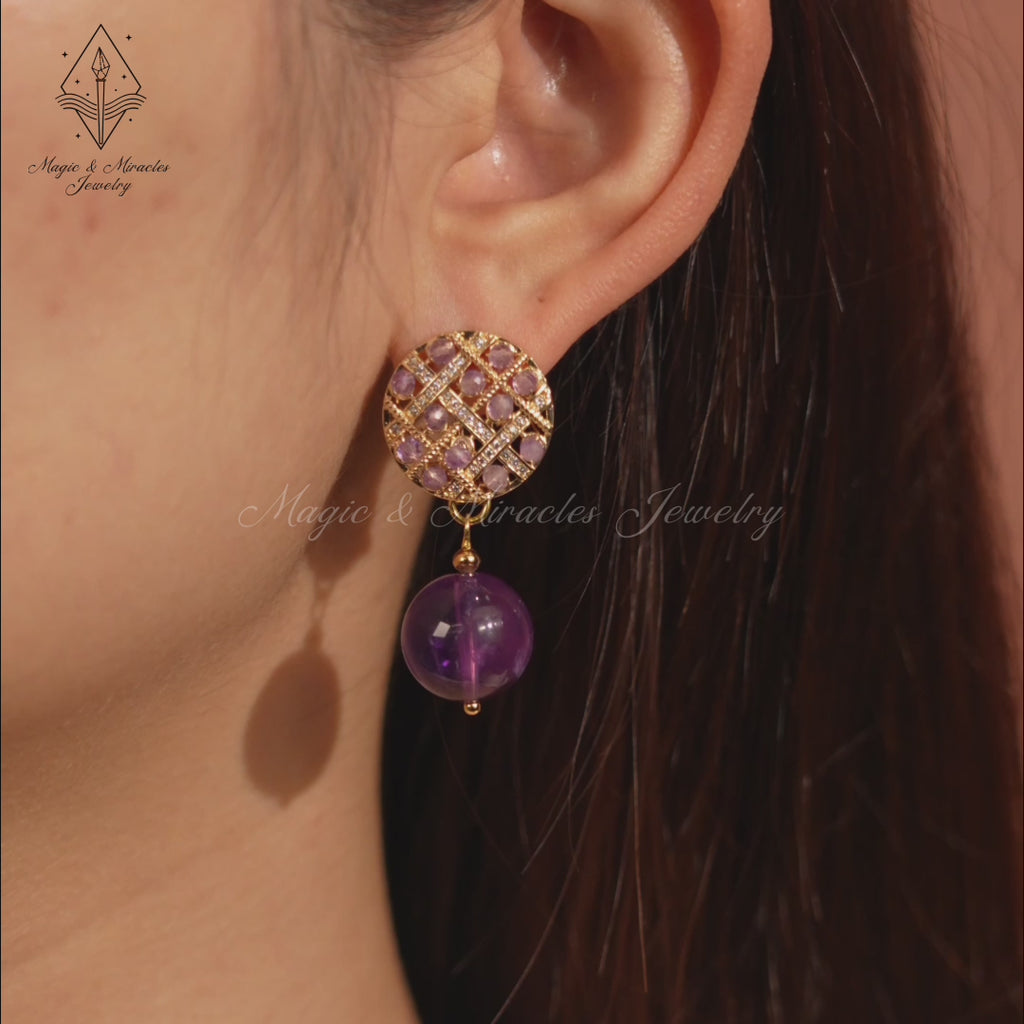 Amethyst Cluster Earrings