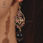 Amethyst Flower Dangle Earrings