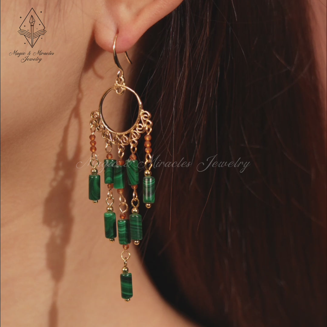 Malachite Tassel Earrings