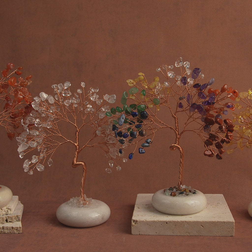 White Jade Base Crystal Tree