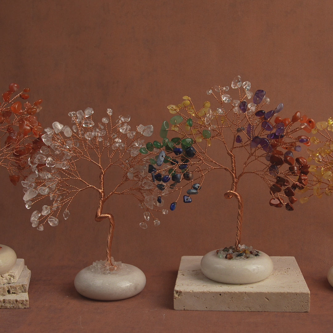 White Jade Base Crystal Tree